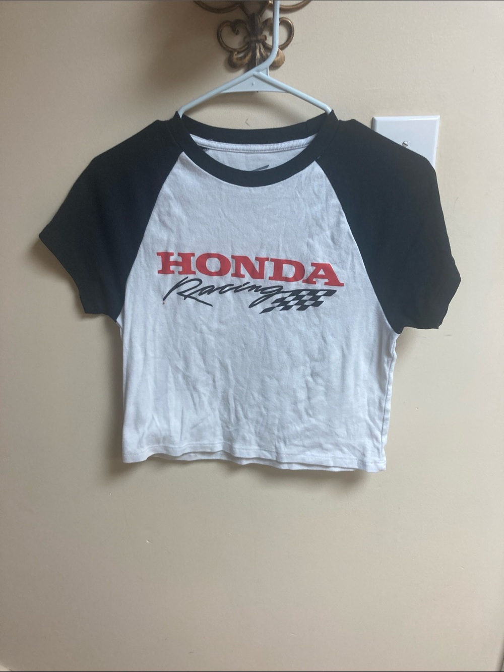 Honda Racing Kids Raglan Tee in White and Black